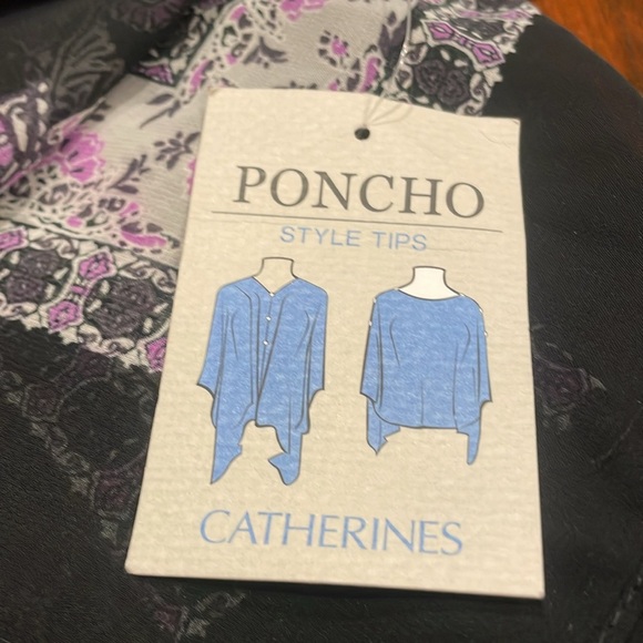 Catherine’s Sheer Patterned Two Way Poncho Black/silver/purple One Size A 5 - Picture 4 of 7